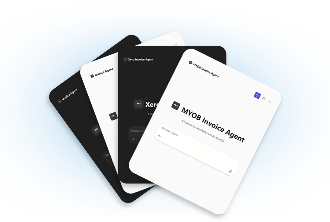 AI Studio agent cards for Xero, MYOB and Invoice Agent workflows