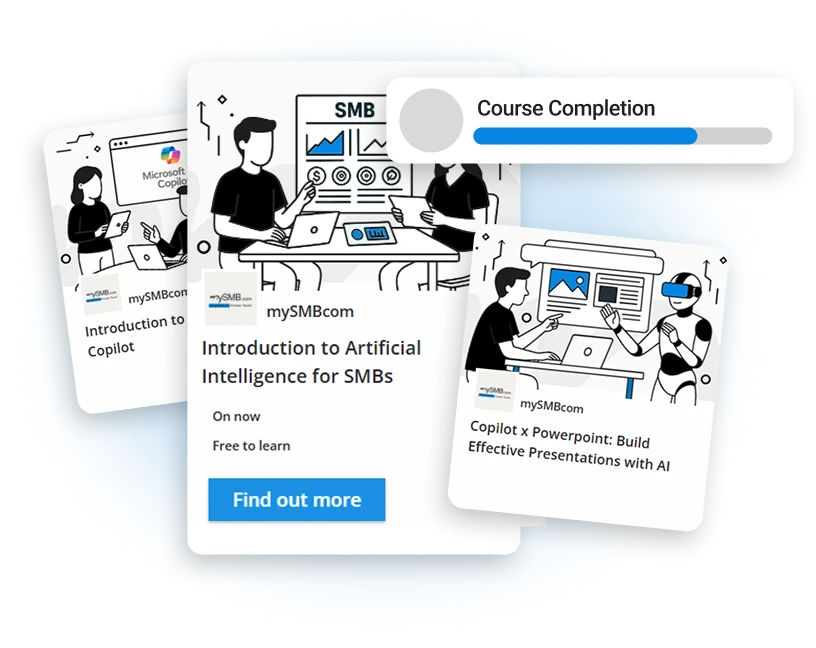 myAcademy course cards and completion progress for AI training